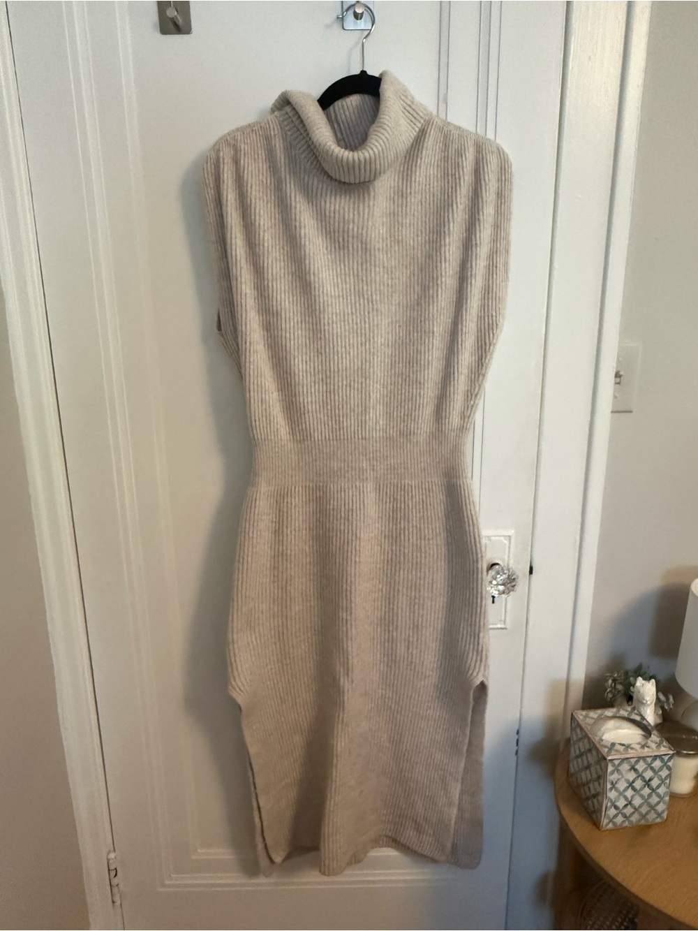 Splendid Blush Cream Knit Sleeveless Turtleneck Midi Dress - Picture 12 of 15